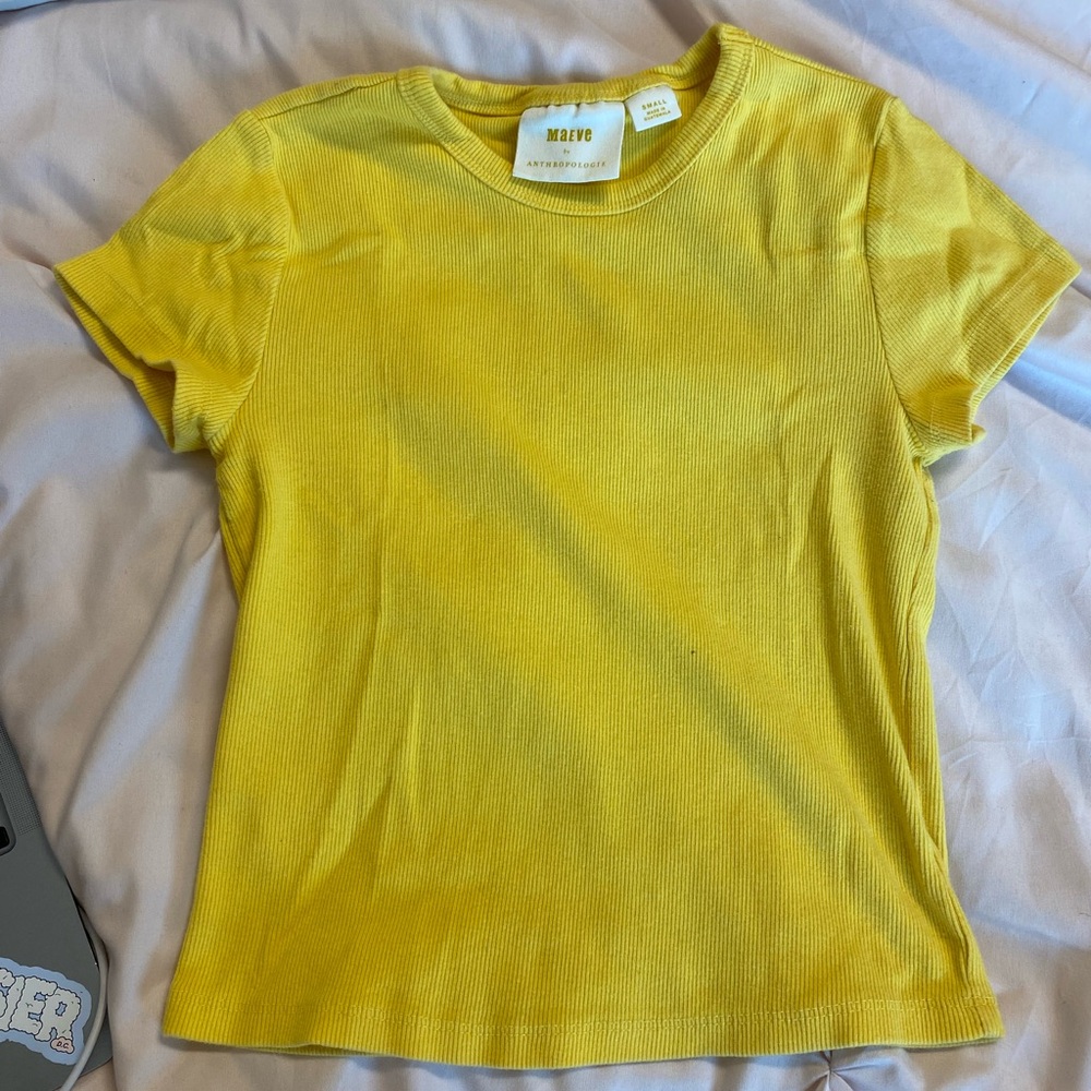 Anthropologie Women’s Bright Yellow Short Sleeve Top